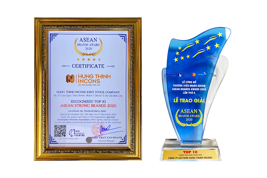 Hưng Thịnh Incons nhận giải thưởng Top 10 Thương hiệu Mạnh ASEAN 2020