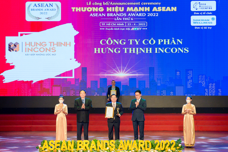 Hưng Thịnh Incons lần thứ hai liên tiếp nhận giải thưởng Top 10 Thương hiệu mạnh ASEAN